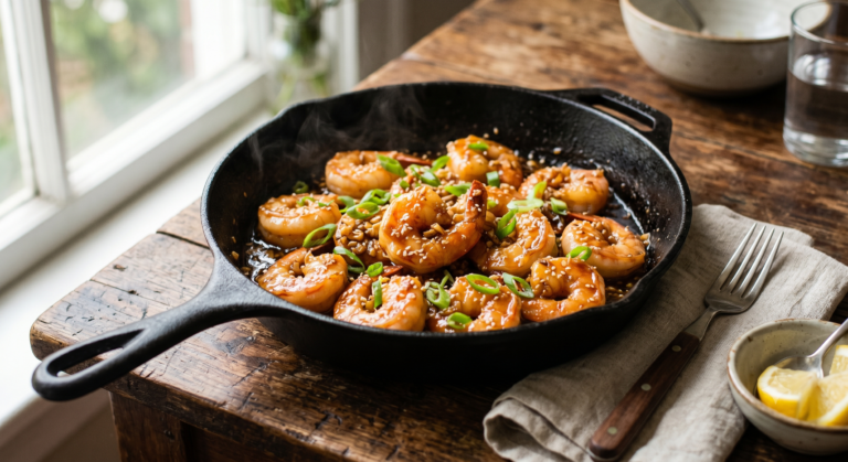 15-Minute Honey Garlic Shrimp (Easy Skillet Dinner)